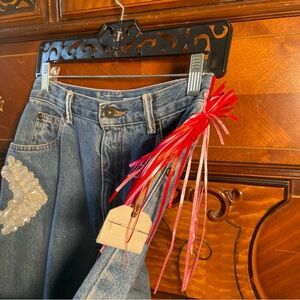 ERIKA KELLY APPAREL IT’s My BDAY Party Time Upcycled Couture Art Jeans